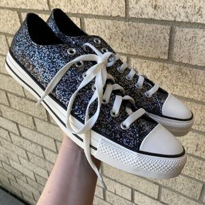 Converse Chuck Taylor All Star Black Low Top Sneaker Silver Glitter Multicolor